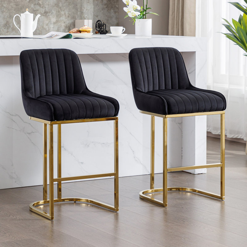 Besik Counter Stool with Metal Frame, Black