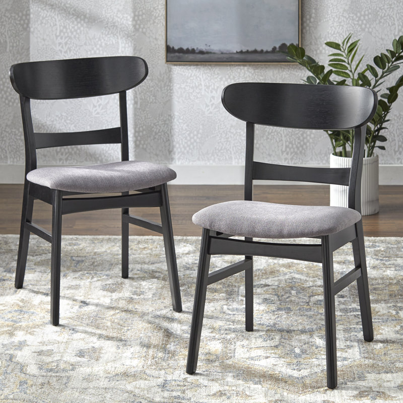 Adelaida Dining Chair (Set of 2), Gray, Matte Black