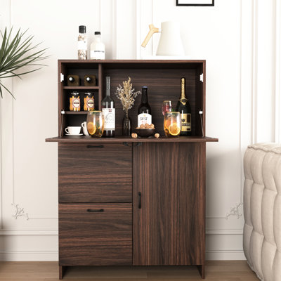 Meuble de bureau avec rangements intégrés - Plateau et étagères. Parfait pour la maison, le bureau ou une chambre d'étudiant. Finition noyer. Fabriqué en panneaux de particules. Grand espace de rangement. Indispensable pour le bureau à domicile.