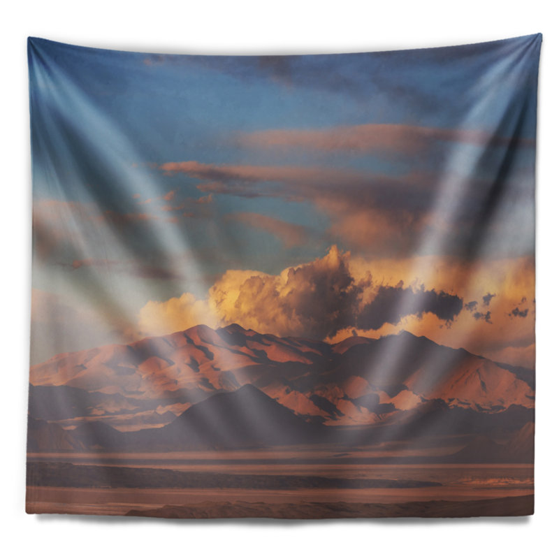 Tapisserie de paysage africain avec montagnes argentines, H 78 po x l 92 po