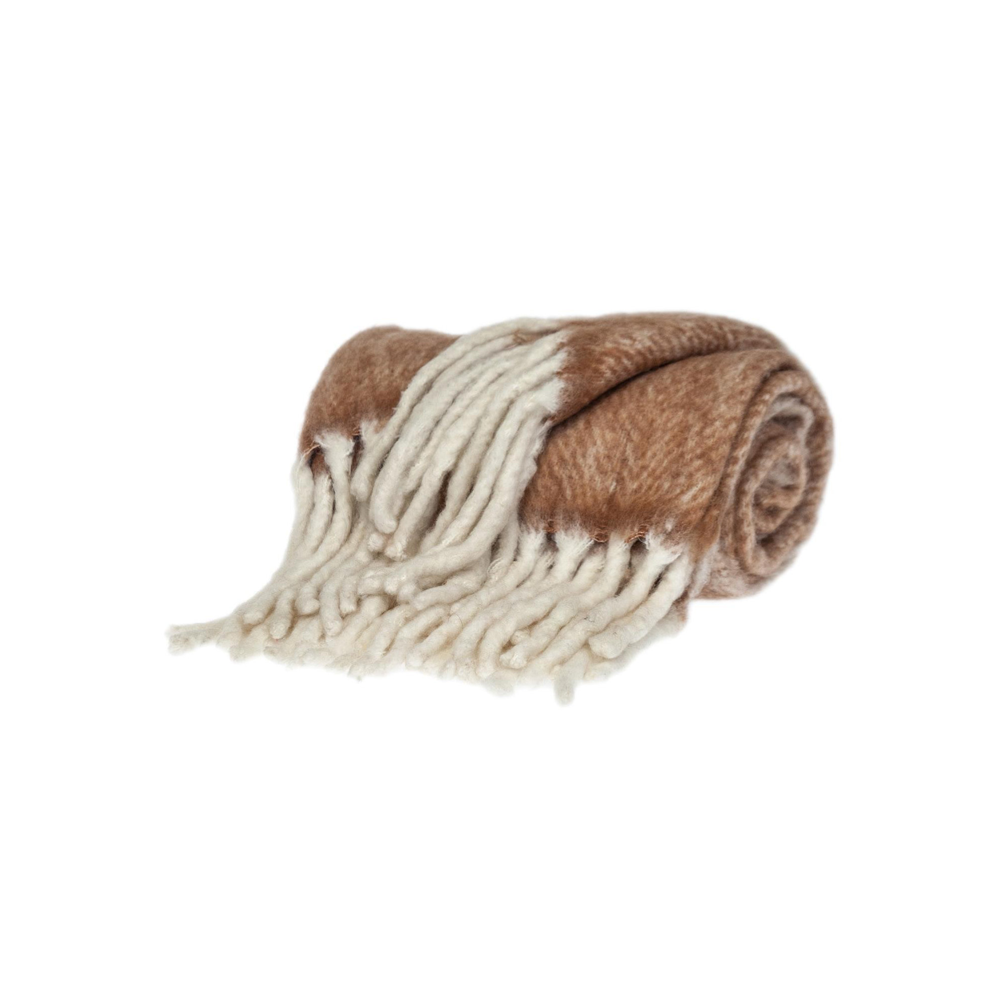 Ixia Wool Blend Knitted Throw Blanket, Natural