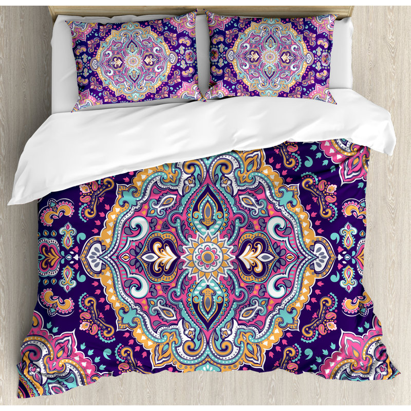 Traditional Polyester Floral Duvet Cover, King Duvet Cover + 2 Pillow Sham