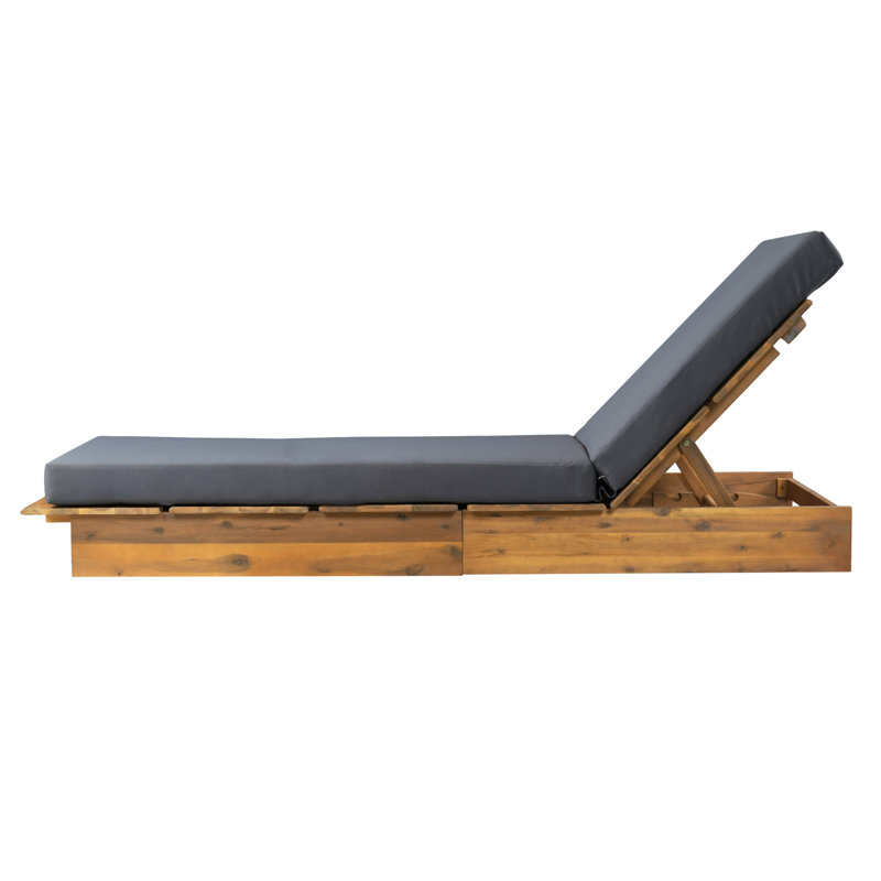 Méridiennes de patio modernes, chaise longue réglable en bois d'acacia pour piscine