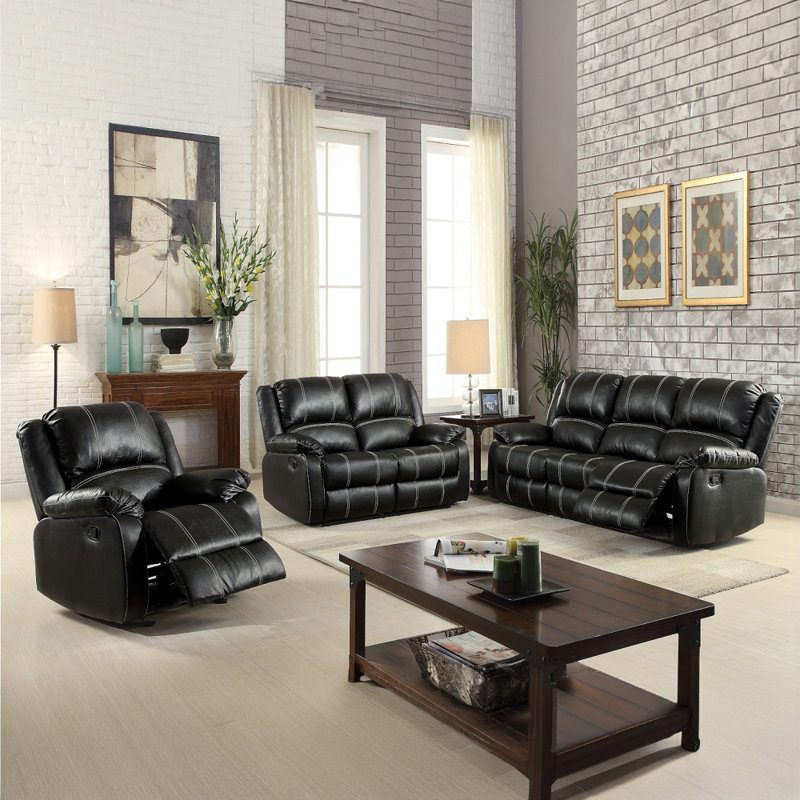 Zuriel Upholstered Motion Loveseat, Black