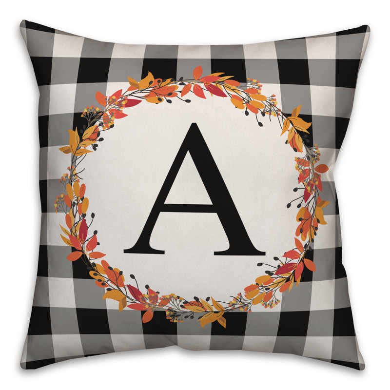  Harvest Monogram Throw Pillow, A