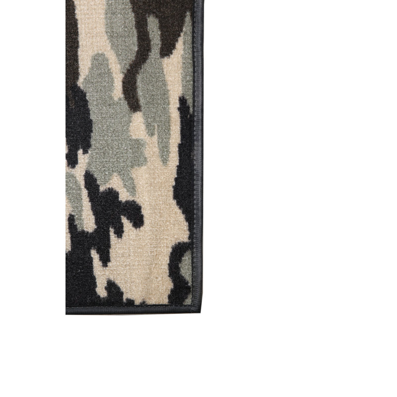 Tapis noir / beige à imprimé animal, Carré 12 pi