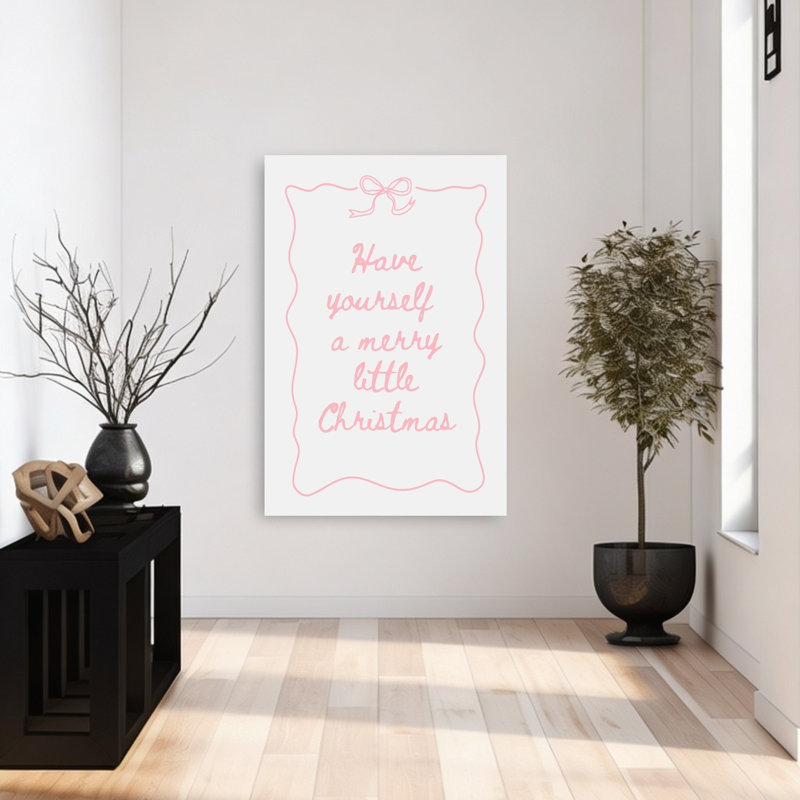 «Merry Little Christmas», citation élégante et abstraite d'art mural contemporain, 48" H x 32" W