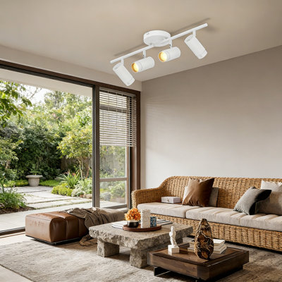 4-Light White Dimmable LED Track Lighting Fixture, 5-Color Zoomable & Adjustable