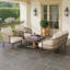 Ensemble de conversation d'extérieur en corde avec table basse, causeuse et chaises en bois d'acacia-422779176-422779179
