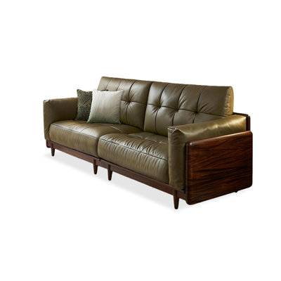 Green Genuine Leather Modular Sofa cushion couch