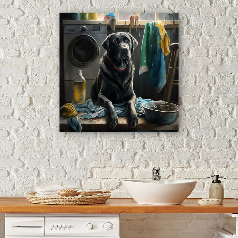 Labrador Labrador Doing Landry - animaux, art mural sur toile, H 16 po x l 16 po x P 1 po