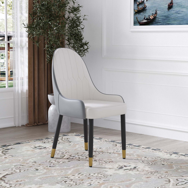 Chaise rembourrée en polyuréthane (ensemble de 2), Blanc / Gris