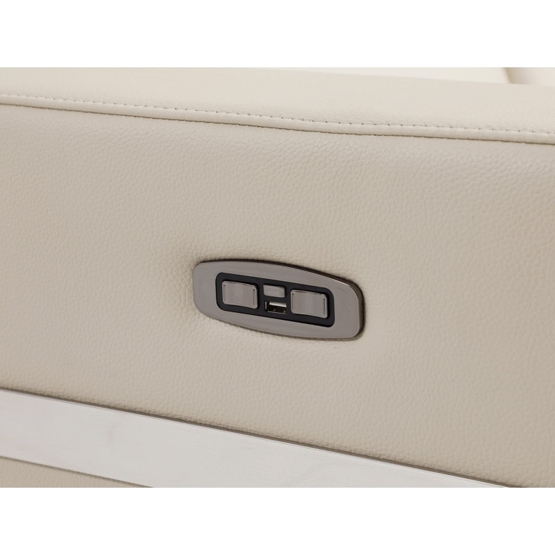 Cuir grainé avec fauteuil inclinable Global United, Beige