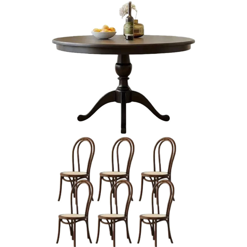 Table de salle à manger Retro American-French, 7 pièces : table, 6 chaises, H 29,9 po x l 47,2 po x P 47,2 po