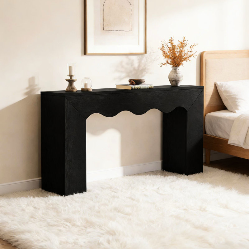 Console de style bord ondulé pour salon - Design distinctif, base carrée, profondeur de 157,5 cm, montage facile