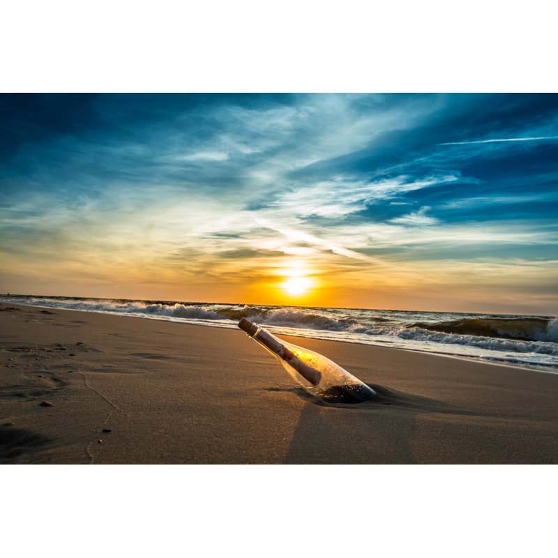Bottle O The Beach - Wrapped Canvas Print, 20cm H x 30cm W x 3.8cm D
