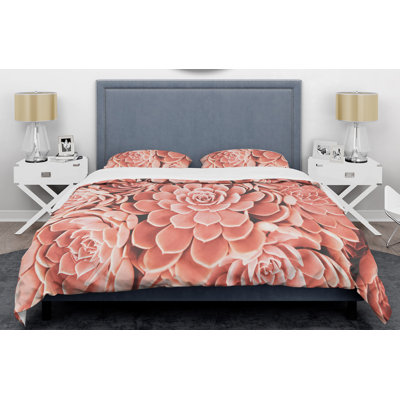 Ensemble de housse de couette mid-century corail tons succulent