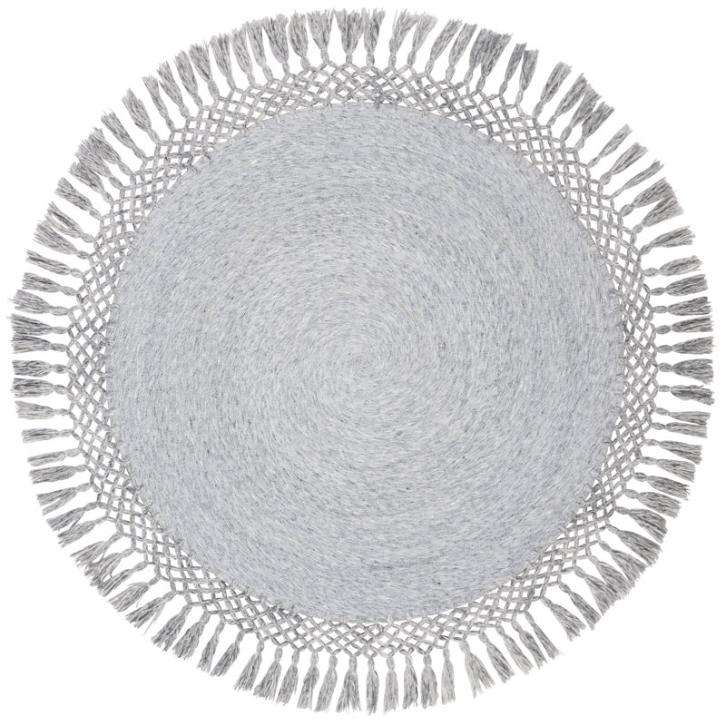 Tapis argenté touffeté à la main Cuilar, Rond 3 pi