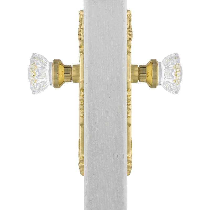 Victorian Plate with Crystal Door Knob, Polished Brass