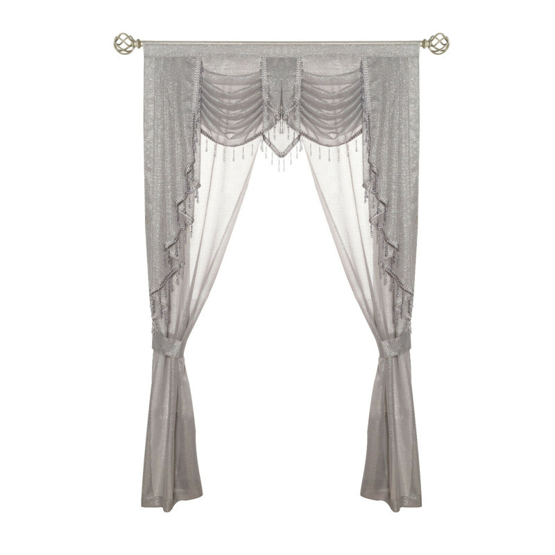 Paire de rideaux transparents avec passe-tringle Sedgwick, Gris