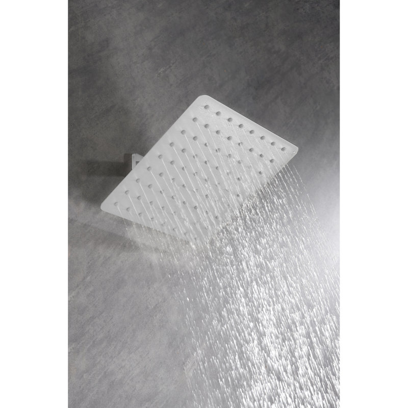 Bathroom Shower Head - 304 Stainless Steel High Rainfall With Self-Cleaning Nozzles, White, 8X8, 2.4Lb Rain Self Cleaning 8"X8",