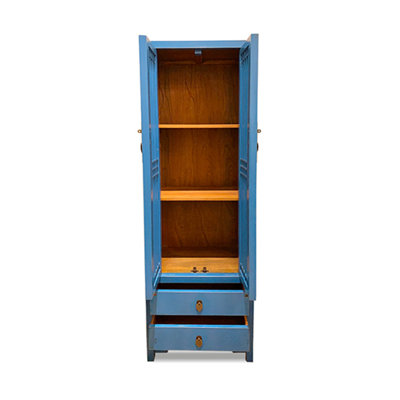 Armoire haute à lattes - bleu