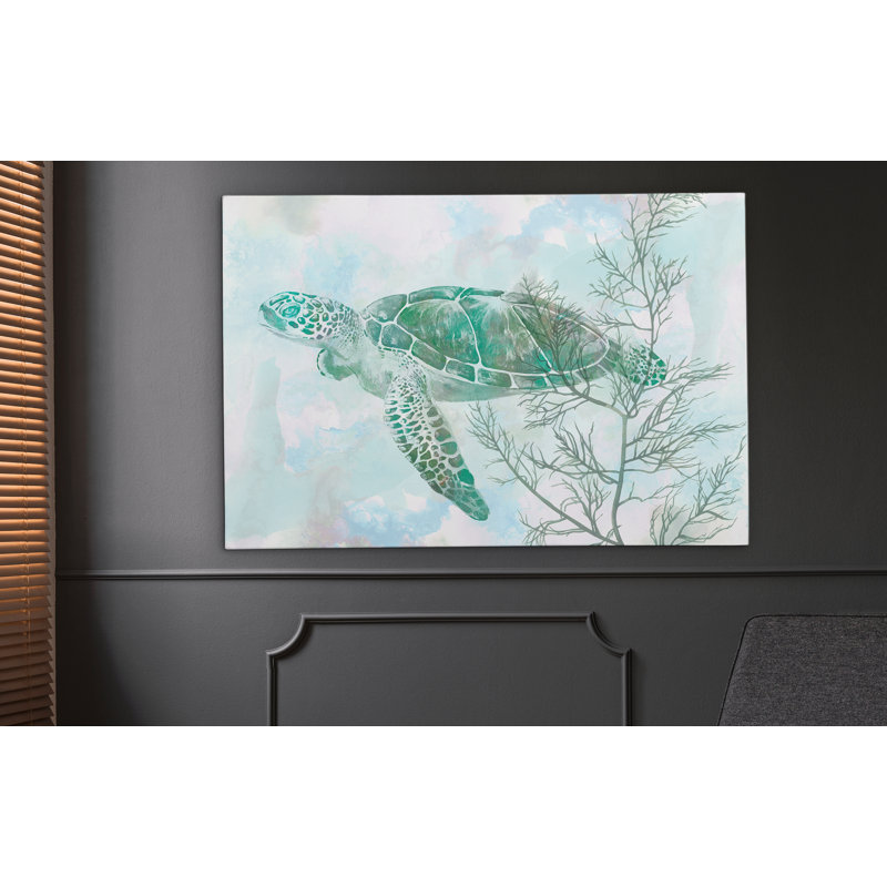 « sea turtle ii », reproduction de peinture à l’aquarelle sur toile, H 27 po x l 18 po x P 1 po