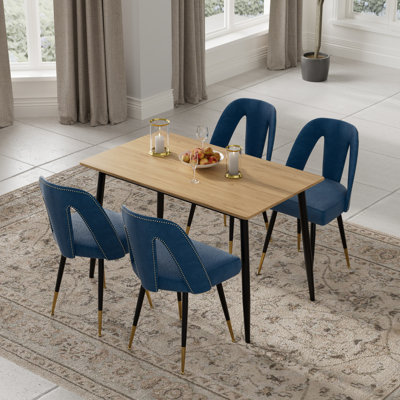 Ensemble de salle à manger rectangulaire avec revêtement en velours