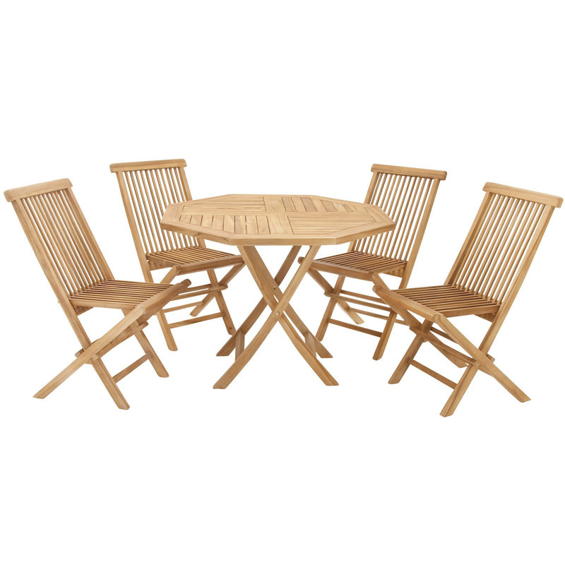 Traditional Teak 4-Person Octagonal Outdoor Dining Set
