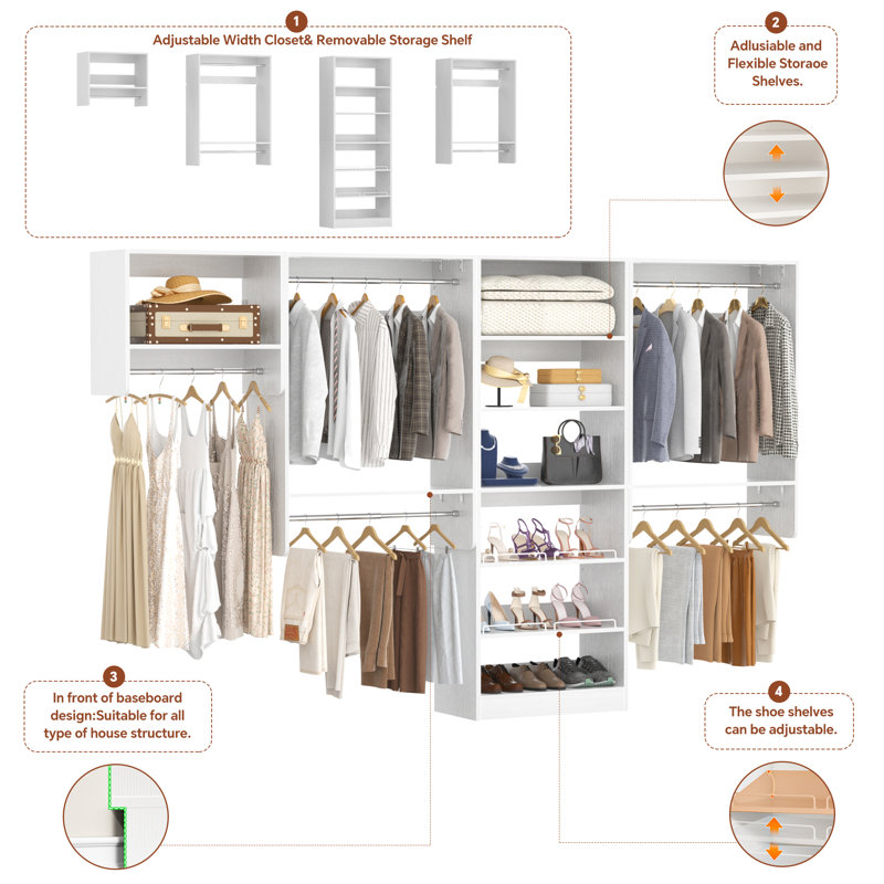 Système d'organisation l 9,4 po avec 9 tablettes Abbigael, Blanc