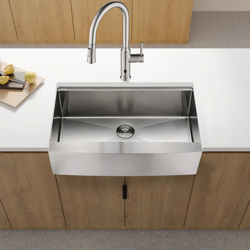 Station de travail d'évier de cuisine 30 po x 22 po x 10 po, tablier, acier inoxydable, nickel brossé, cuve simple de construction robuste 30 po x 22 po x 10 po, et fiable