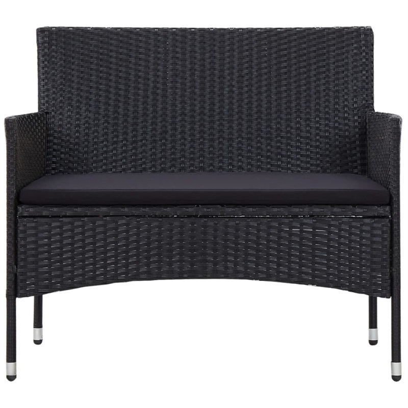 4 Piece Lounge Chair with Cushions, Black, Black