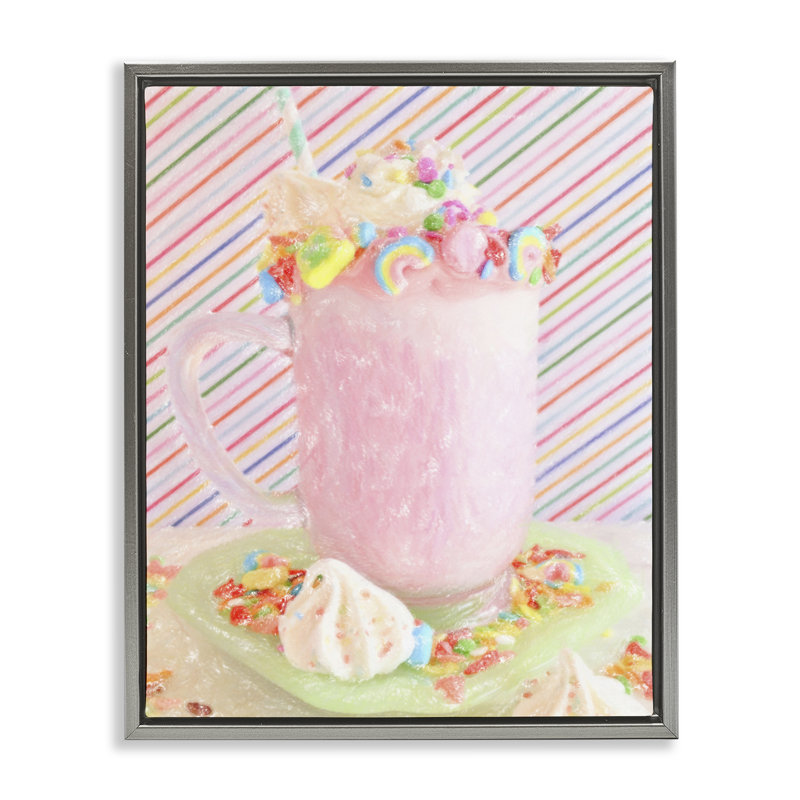  Sweet Dreams Milkshake Framed Floater Canvas Wall Art by Graffi*tee Studios, Lustre Grey Floater Frame, 31" H x 25" W