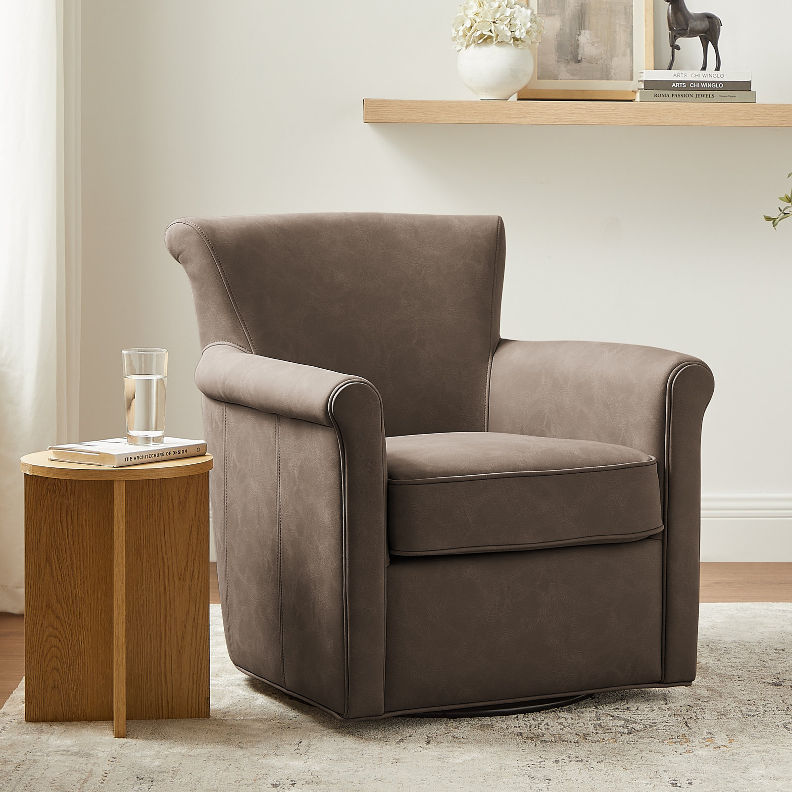 Belmont Faux Leather Swivel Accent Chair - Espresso, Espresso
