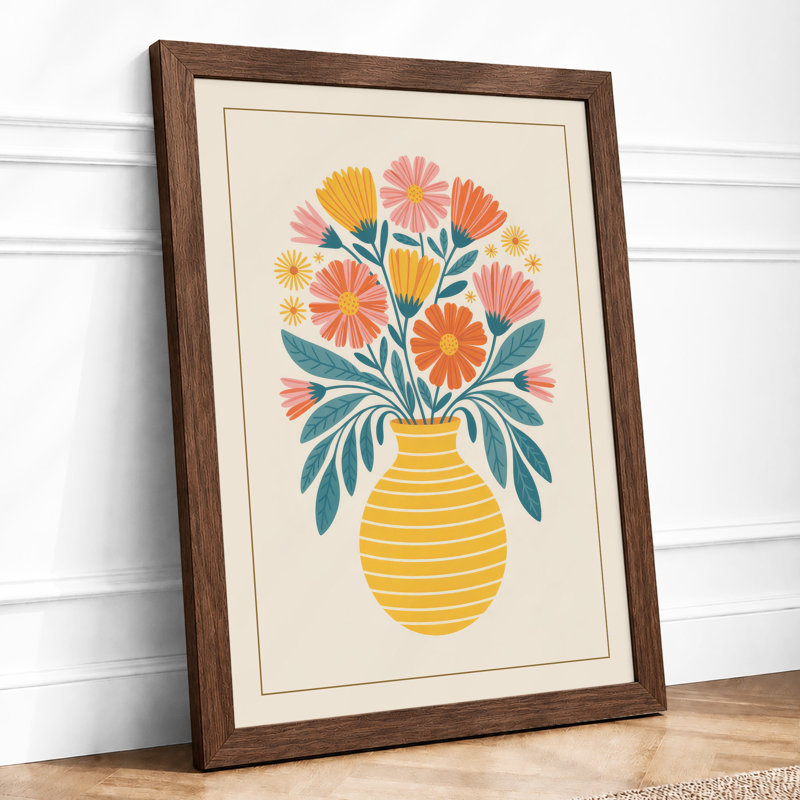 Floral Symmetry Botanical - Framed Print, Walnut, A4 - 29.7 x 21.0 cm