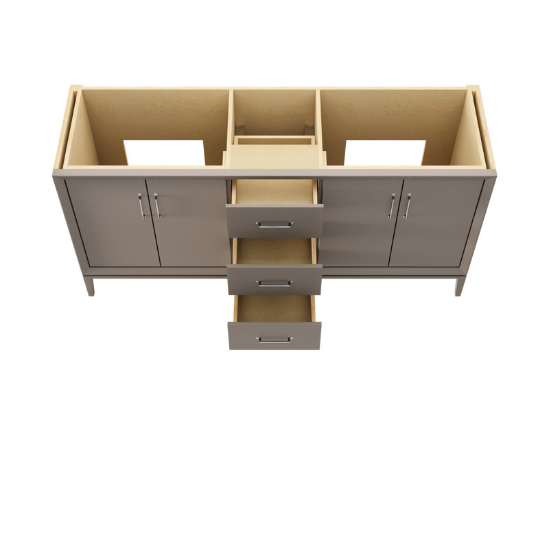 Meuble-lavabo double Alexandra, Taupe Taos, 72", Chrome poli