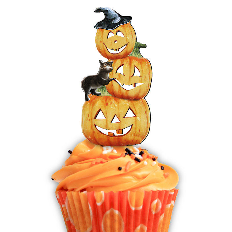 Pumpkin Wood Halloween Cake Topper