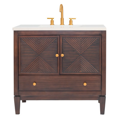 35.90544'' Single Bathroom Vanity with Marble Top