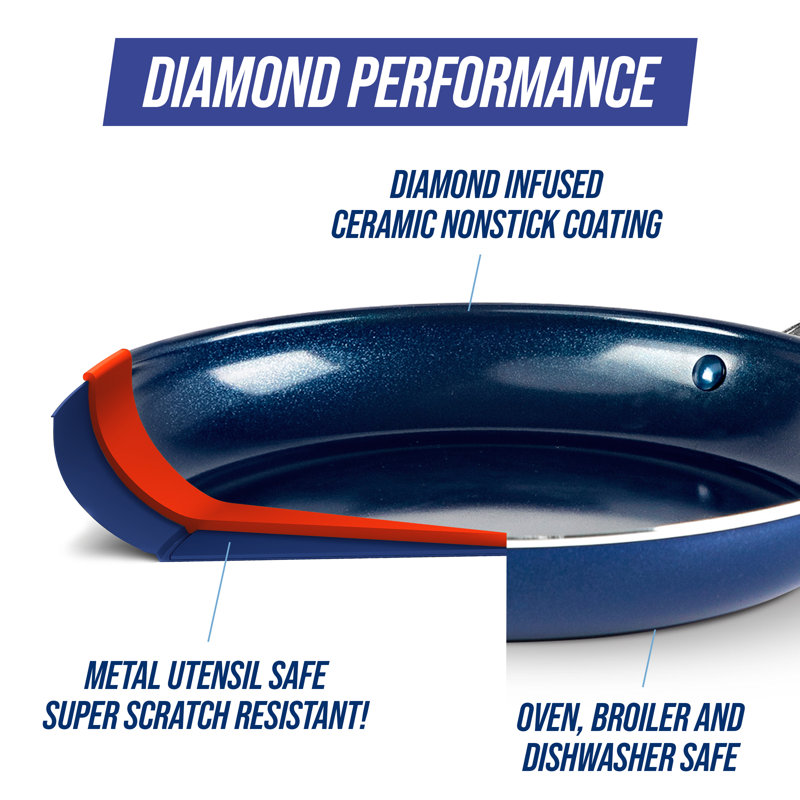 Blue Diamond 11'' Square Ceramic Nonstick Griddle with Stainless Steel Handle