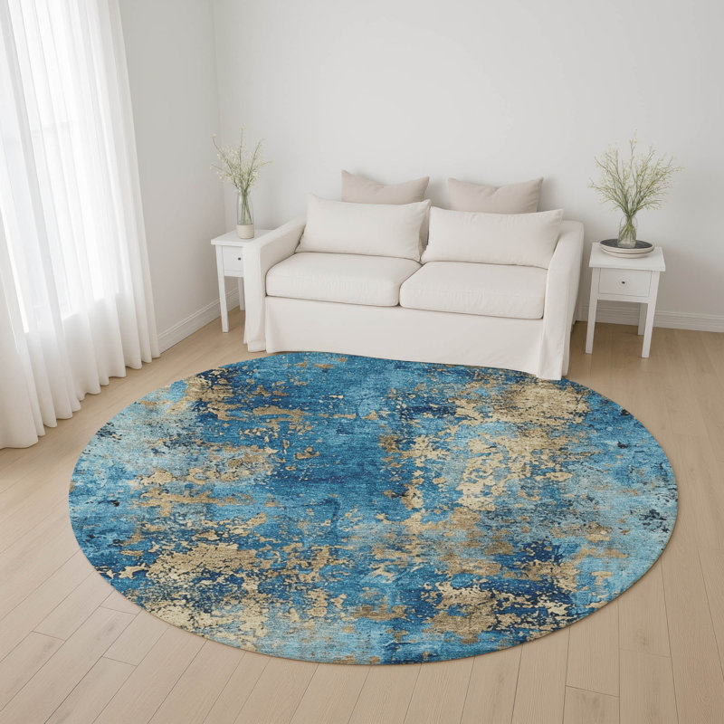 Premium Machine Washable Jacquez AMF1789 Modern Rug, Round 8'