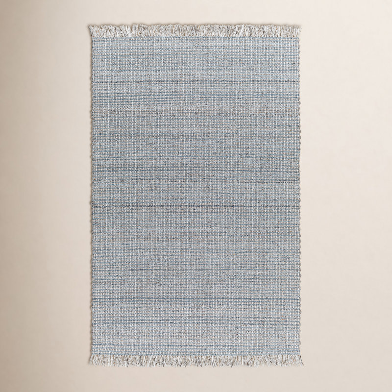 Viewcrest tissé à la main recyclé P.E.T. Tapis intérieur / extérieur bleu turquoise / gris, Rectangle 6 pi x 9 pi