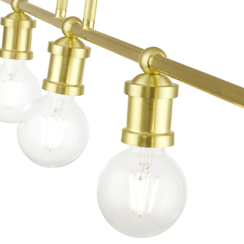 Grogan 5 - Light Steel Dimmable Kitchen Island Chandelier, Satin Brass