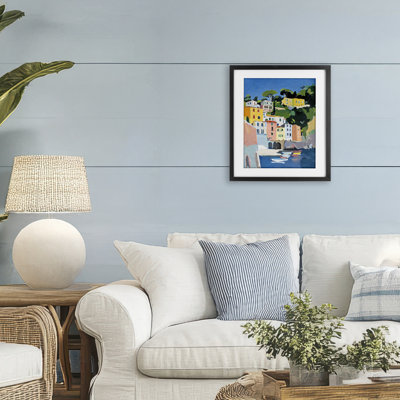 Coastal Italian City Buildings, reproduction encadrée sous verre, conception de Riley B
