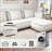 Boneless Modular Sectional Sofa: Luxury Cloud Sofa With Ottoman, Sofa Cushions, Removable & Washable, Soft Linen Sofa, Extra-Large White Living Room Sofa-1613394104