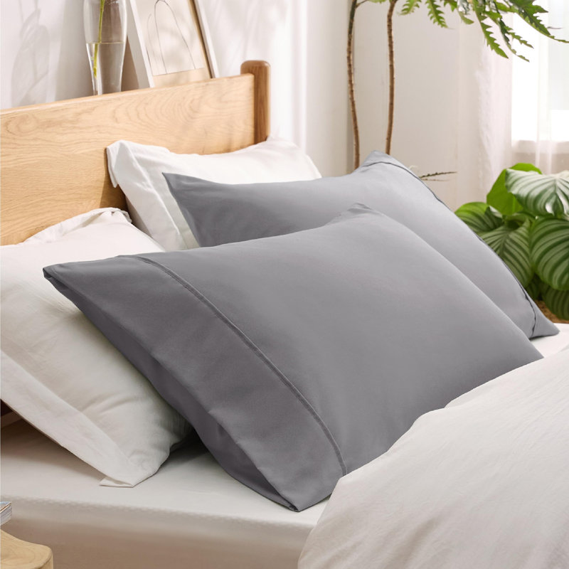 Bedsure Decorative Boho Pillow Shams With Envelope Closure, Queen Pillow Case, Light Gray