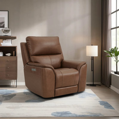 42" W Zero Gravity Triple-power System Genuine Leather Loveseat With Adjustable Headrest And Usb & Type-c Charging