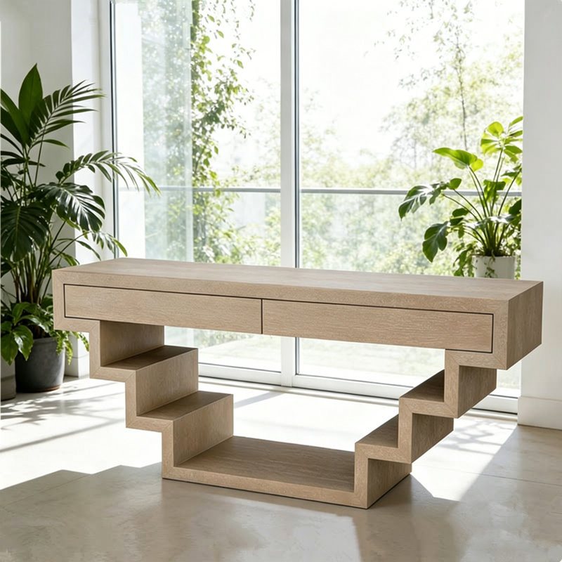 Console Retro Minimalist Art Design, H 31,5 po x l 70,87 po x P 15,75 po, Bois naturel