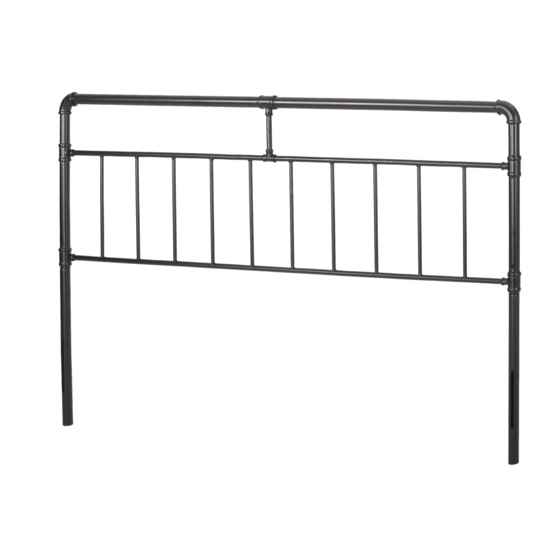King Size Bed Headboard Featuring Iron Tube Frame, Piped Design, Flat Black Look, 76.68 In Depth Industrial Style, Pipe , 1.95 Width