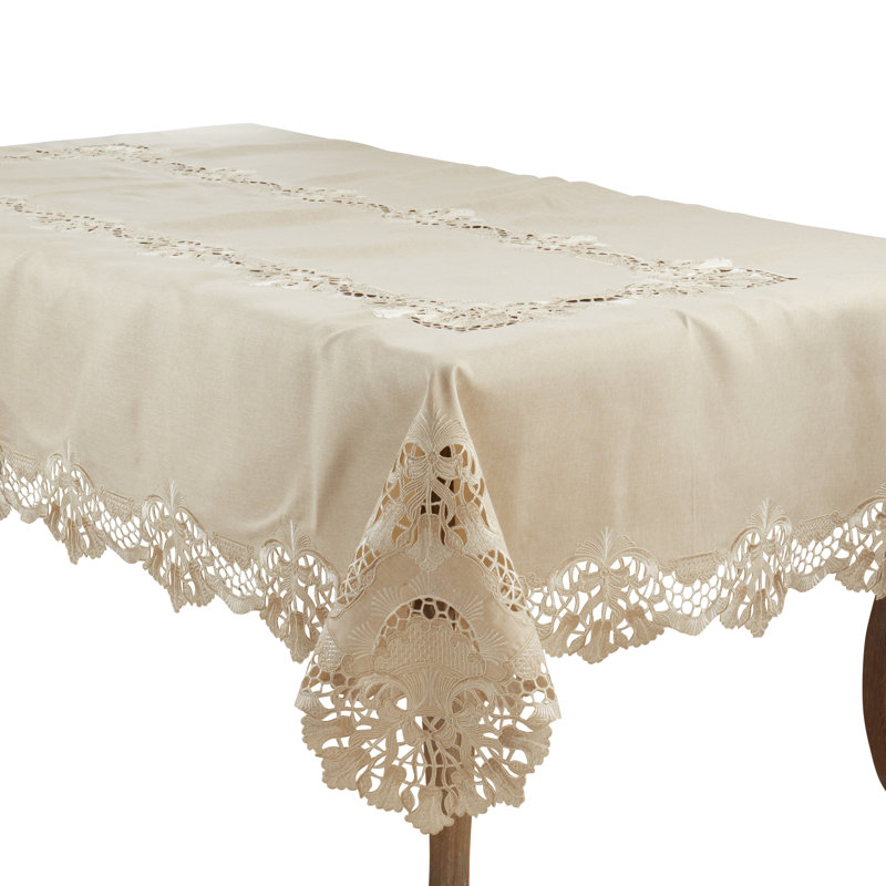Delicate Embroidery Tablecloth, 104" L x 65" W