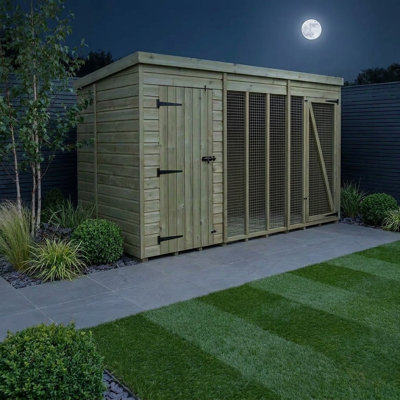 Total Sheds 12ft x 6ft Dog Run Full Height - Outdoor Dog Kennel - Pressure Treated Timber - UK Manufactured